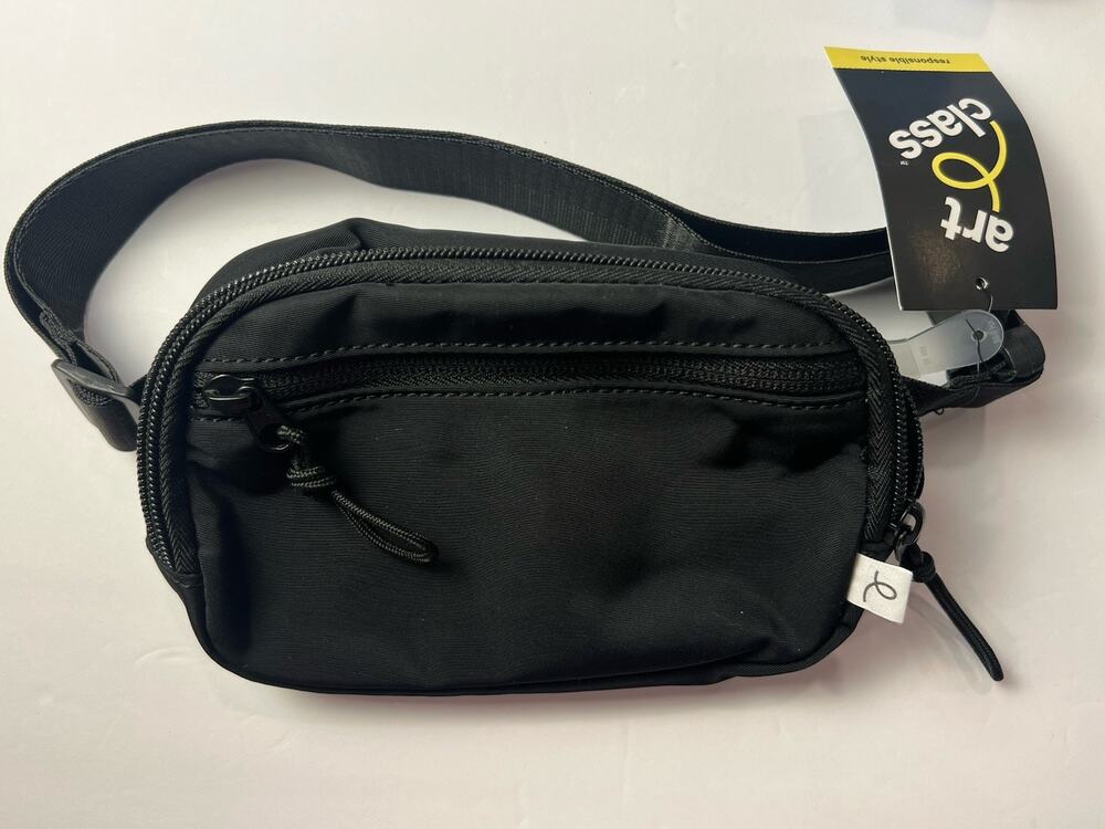 Belt Bag Girls Youth Small Black Nylon Fanny Pack Adjustable Strap Travel Zip